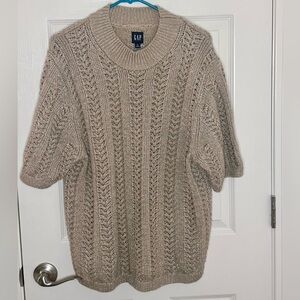 GAP Textured Knit Short Sleeve Crewneck Sweater XL Tall Metallic Thread